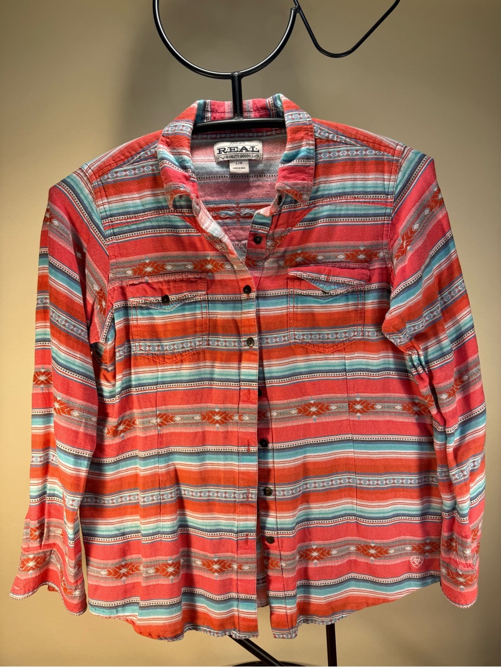 Ariat Women’s Red & Teal Striped Button-Up Shirt